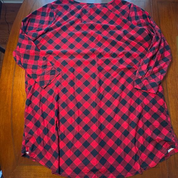 Croft & Barrow Red and Black Plaid Sleepshirt Size 3X - Picture 5 of 5